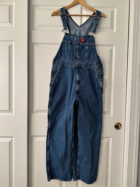 Dickies Indigo Denim Bib Overalls Waist 32x30